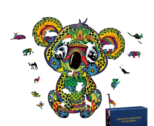 Cartoon Dragon Bear King Shaped Wooden Puzzle Irregular Three-Dimensional Animal Puzzle