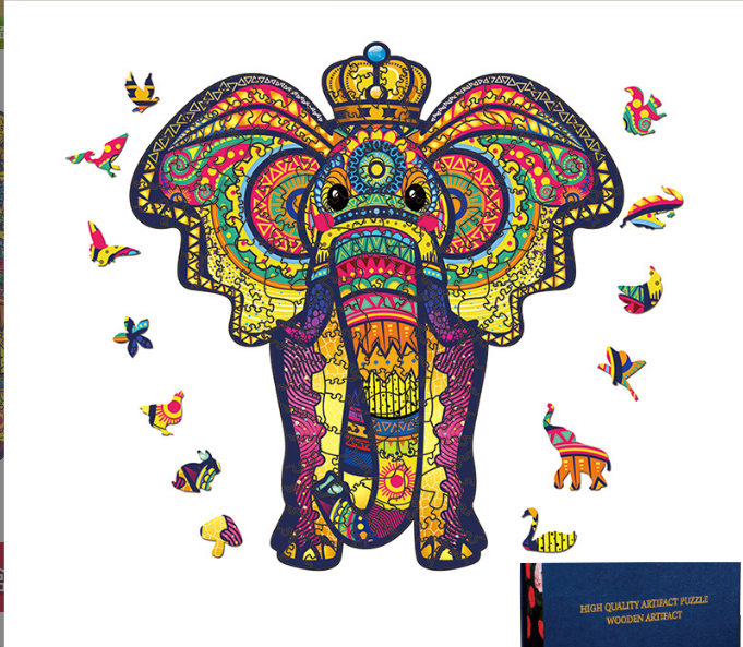 Eagle Military Owl Crown Elephant Shaped wooden puzzle irregular stereo animal puzzle toy
