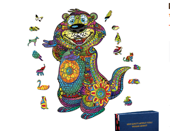 Cartoon Dragon Bear King Shaped Wooden Puzzle Irregular Three-Dimensional Animal Puzzle
