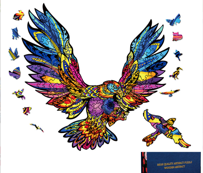 Eagle Military Owl Crown Elephant Shaped wooden puzzle irregular stereo animal puzzle toy