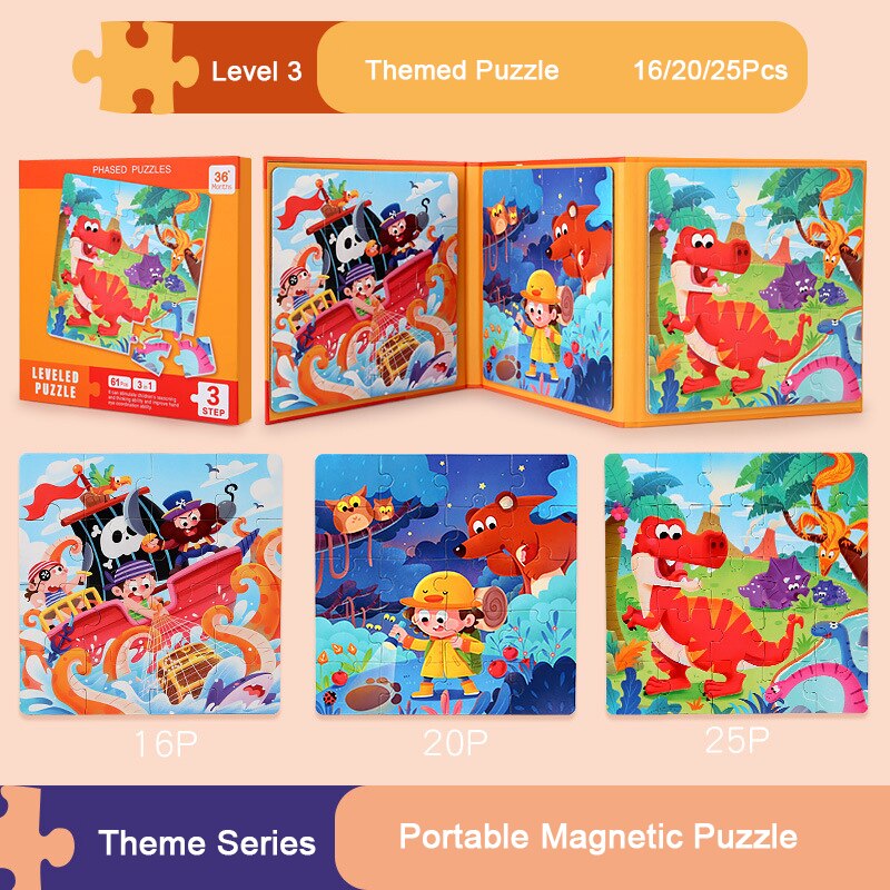 Children's Progressive Puzzle Magnetic Puzzle Young Magnetic Early Education Kindergarten 3 To 6 Years Old Boys And Girls Toys