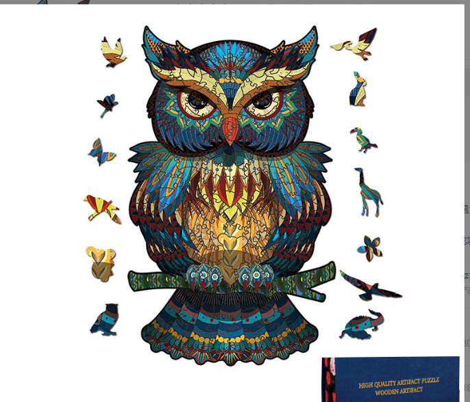 Eagle Military Owl Crown Elephant Shaped wooden puzzle irregular stereo animal puzzle toy